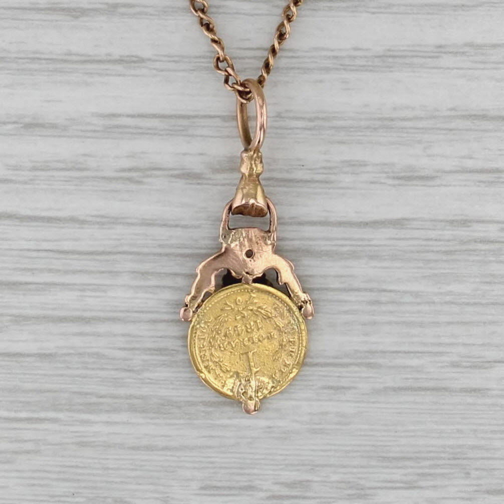 Antique 1849 1 Dollar Liberty Head 22k Gold Coin Pendant Necklace 10-12k Chain