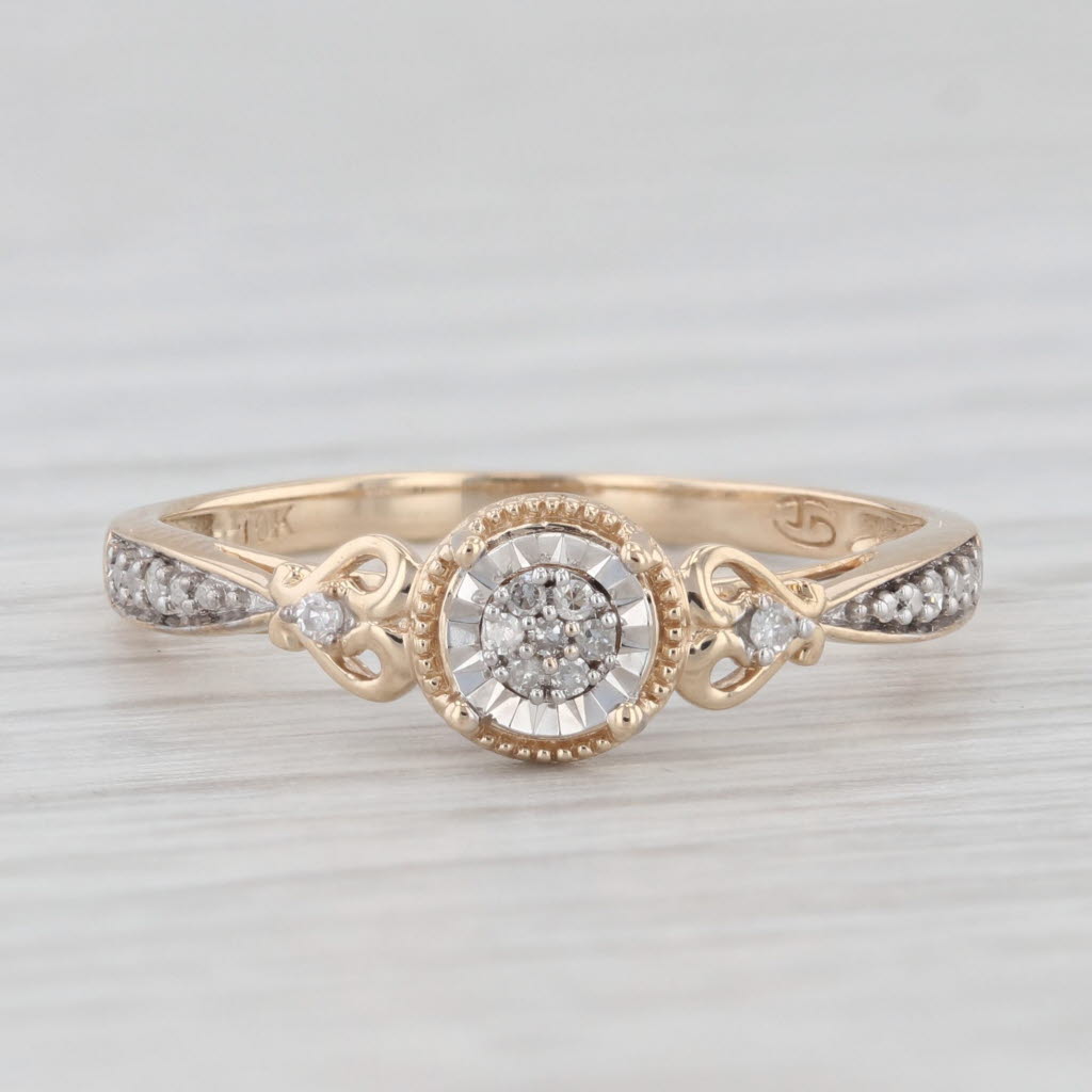 Light Gray Diamond Accented Heart Ring 10k Yellow Gold Size 7 Cathedral Engagement Promise