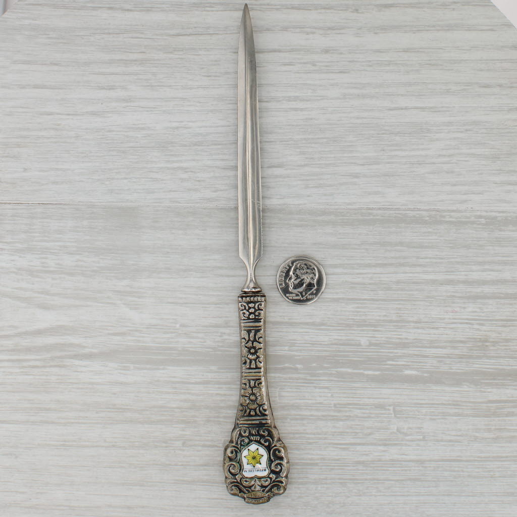 Gray Vintage Bethlehem Letter Opener 800 Silver Stainless Steel Enamel