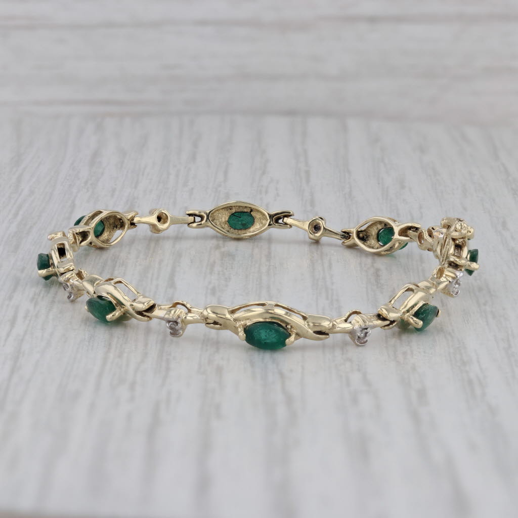 Gray 2.03ctw Emerald Diamond Tennis Bracelet 10k Yellow Gold 6.5" 4.8mm