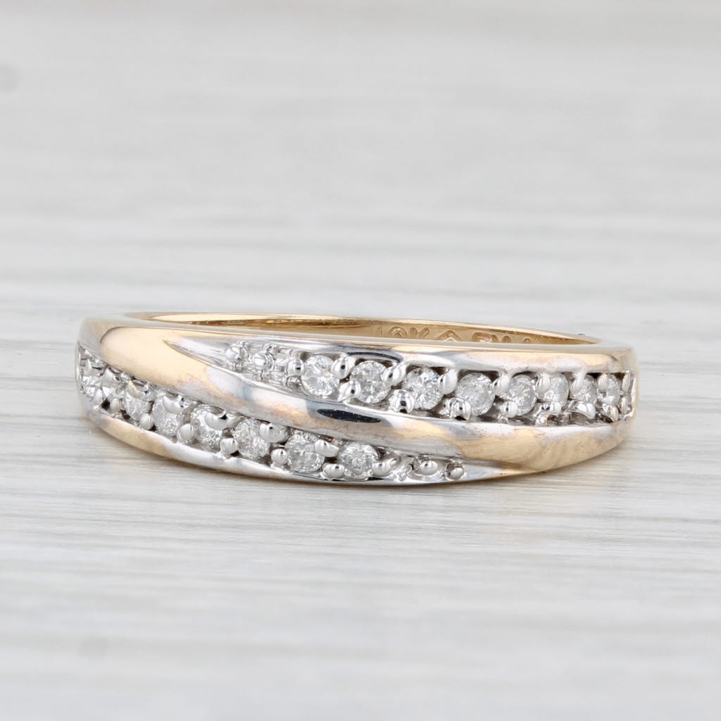 Light Gray 0.24ctw Diamond Bypass Ring 10k Yellow Gold Stackable Wedding Band Size 8