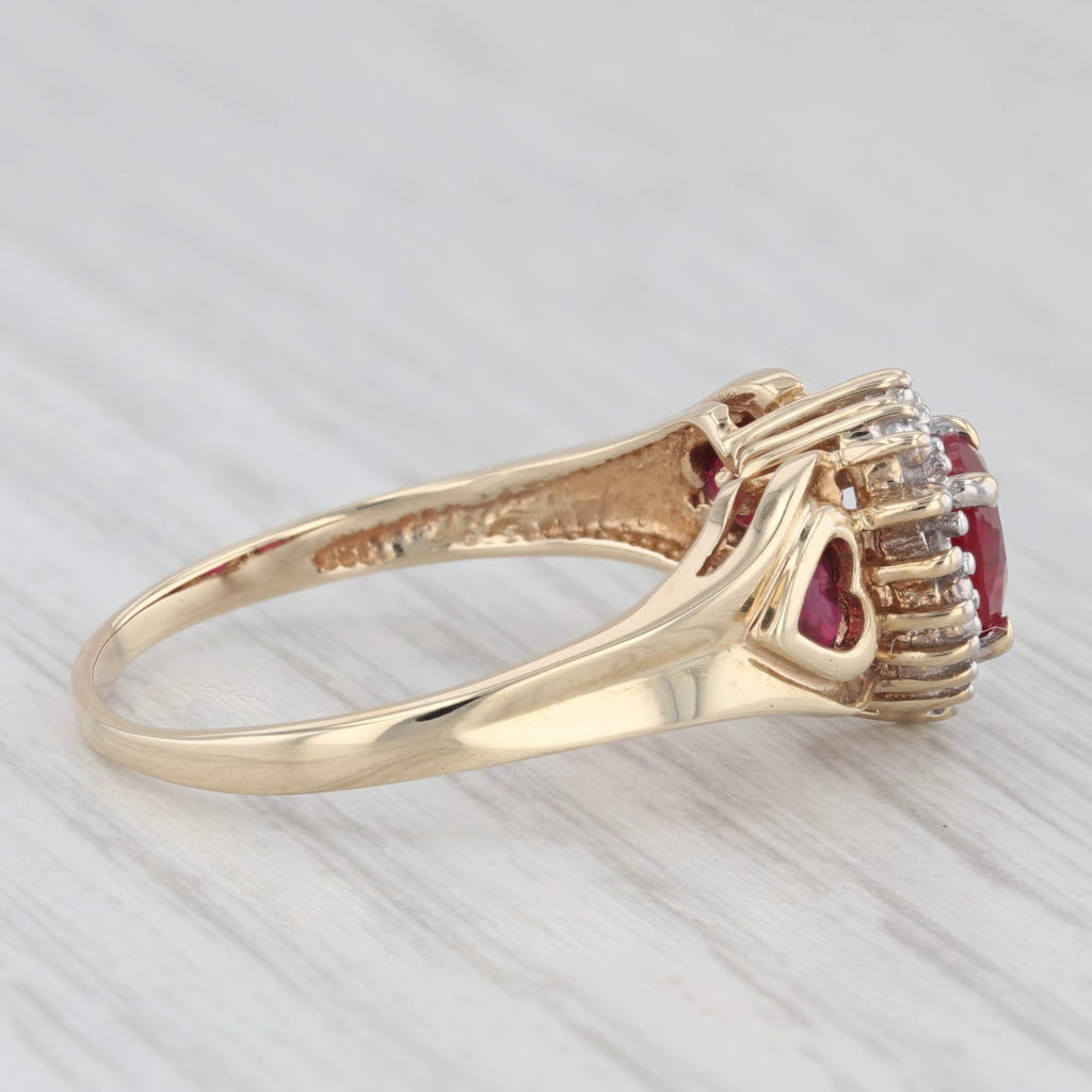Light Gray 1.07ctw Lab Created Ruby Heart Diamond Halo Ring 10k Yellow Gold Size 9.75