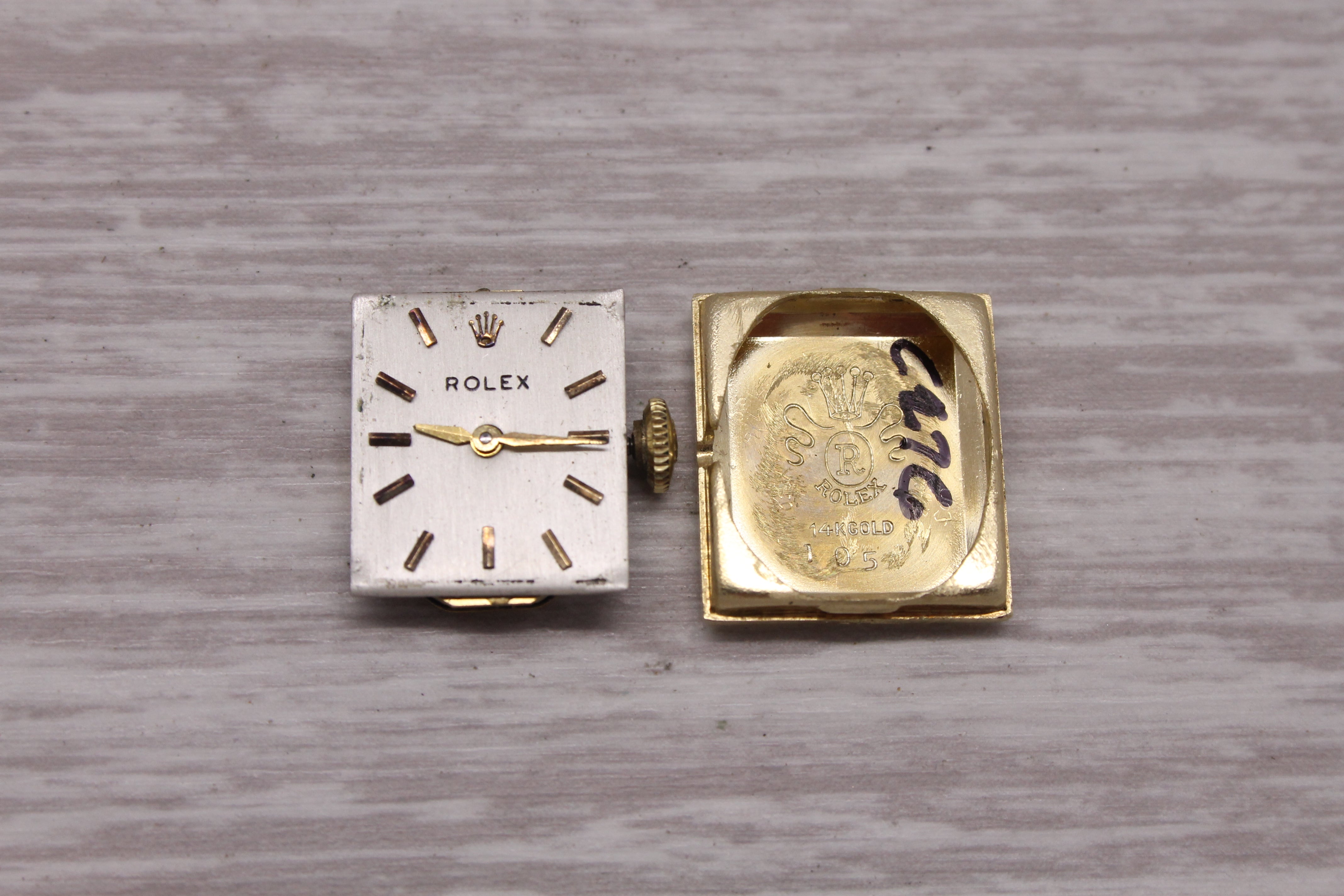 Rosy Brown Vintage c.1950's Rolex Ladies 14k Yellow Gold Bracelet Watch Quartz Conversion