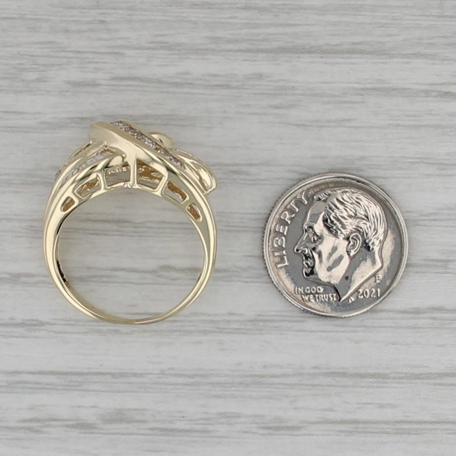 0.73ctw Diamond Cocktail Knot Ring 14k Yellow Gold Size 7