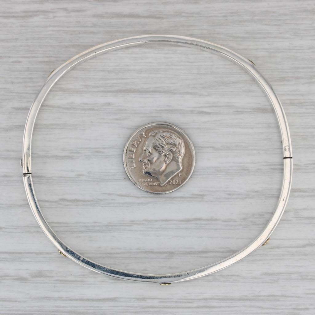 Gray Nail Head Bangle Bracelet Sterling Silver 7.25" 4.2mm Taxco Mexico