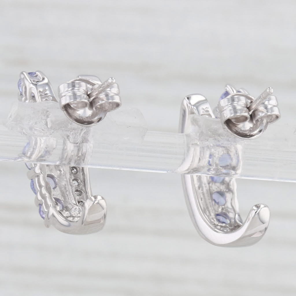 Light Gray 1.08ctw Tanzanite Diamond J-Hook Earrings 10k White Gold Drops