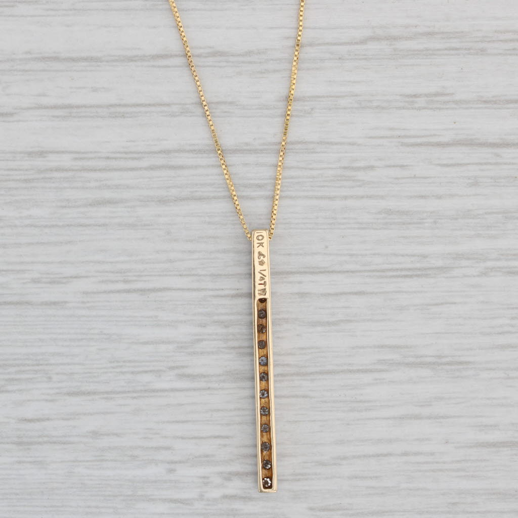 Gray 0.25ctw Diamond Journey Pendant 10k Yellow Gold 18.75" Box Chain