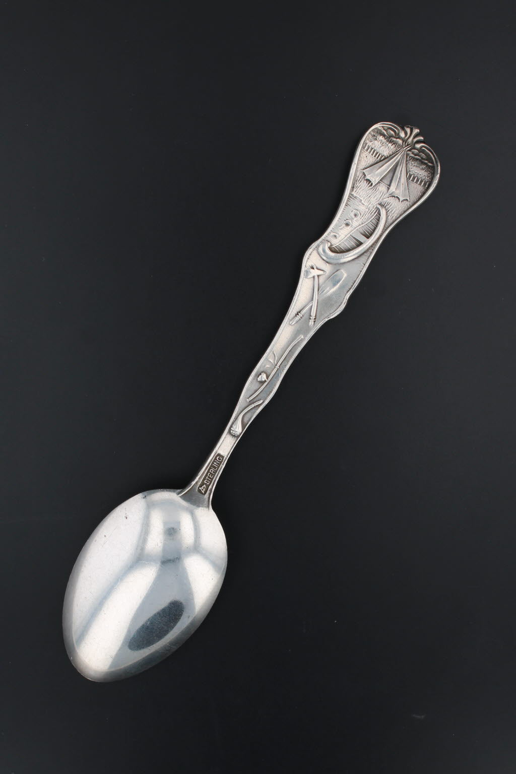 Dark Slate Gray Vintage Texas Souvenir Spoon Sterling Silver Dallas Court House Mechanics