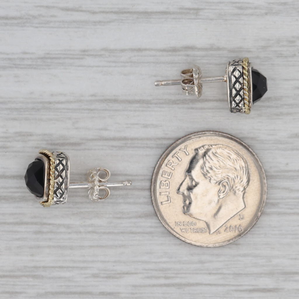 Gray Andrea Candela Onyx Stud Earrings Sterling Silver 18k Gold