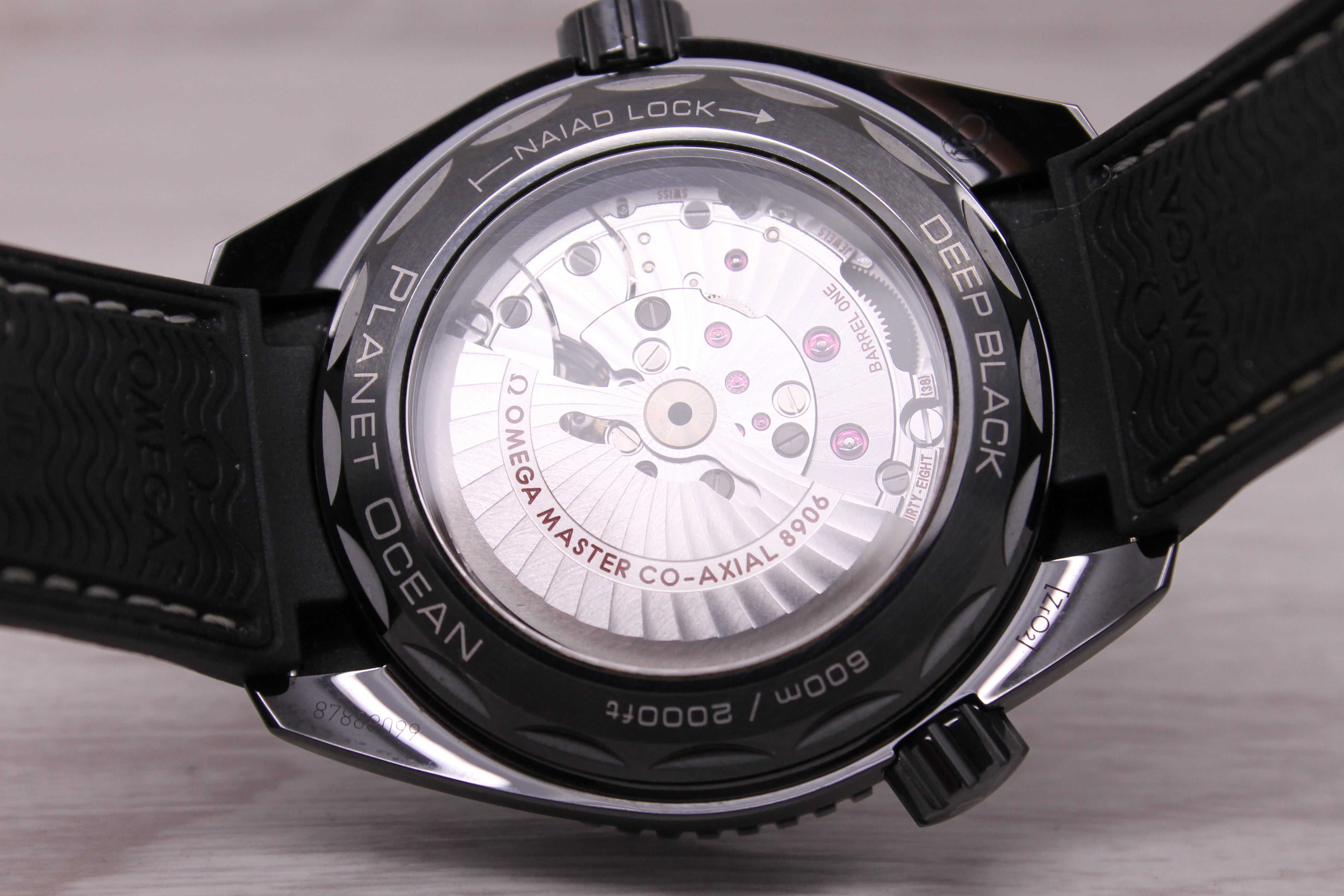 Dark Slate Gray Omega seamaster GMT Planet Ocean Deep Black Mens 45mm Automatic Watch SERVICED