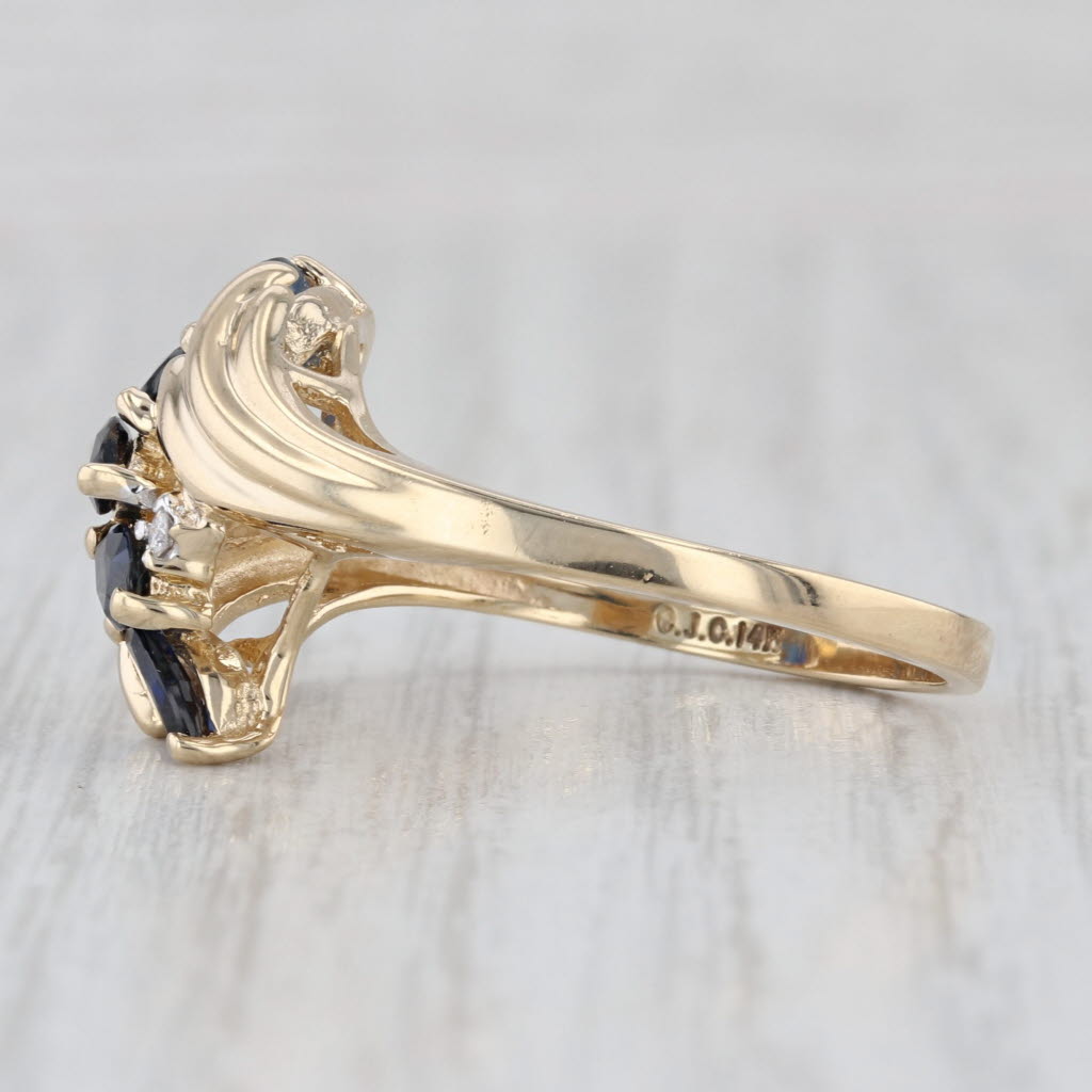 1.73ctw Blue Sapphire Bypass Ring 14k Yellow Gold Size 10.25
