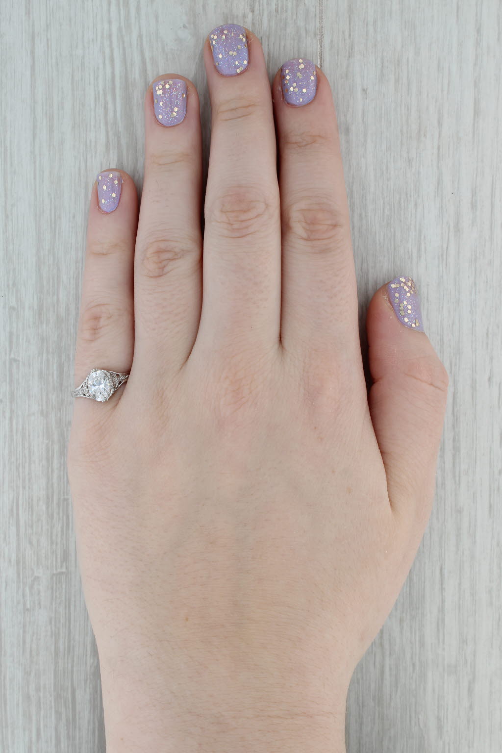 Dark Gray New Beverley K Oval Semi Mount Diamond Ring 14k White Gold Size 6.75 Filigree