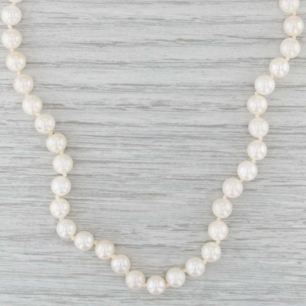 31.25" Cultured Pearl Long Single Strand Necklace 14k Yellow Gold Filigree Clasp