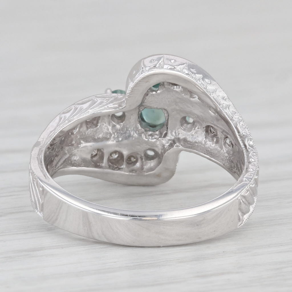 Light Gray 0.53ctw Alexandrite Diamond Cross Bypass Ring 14k White Gold Size 7