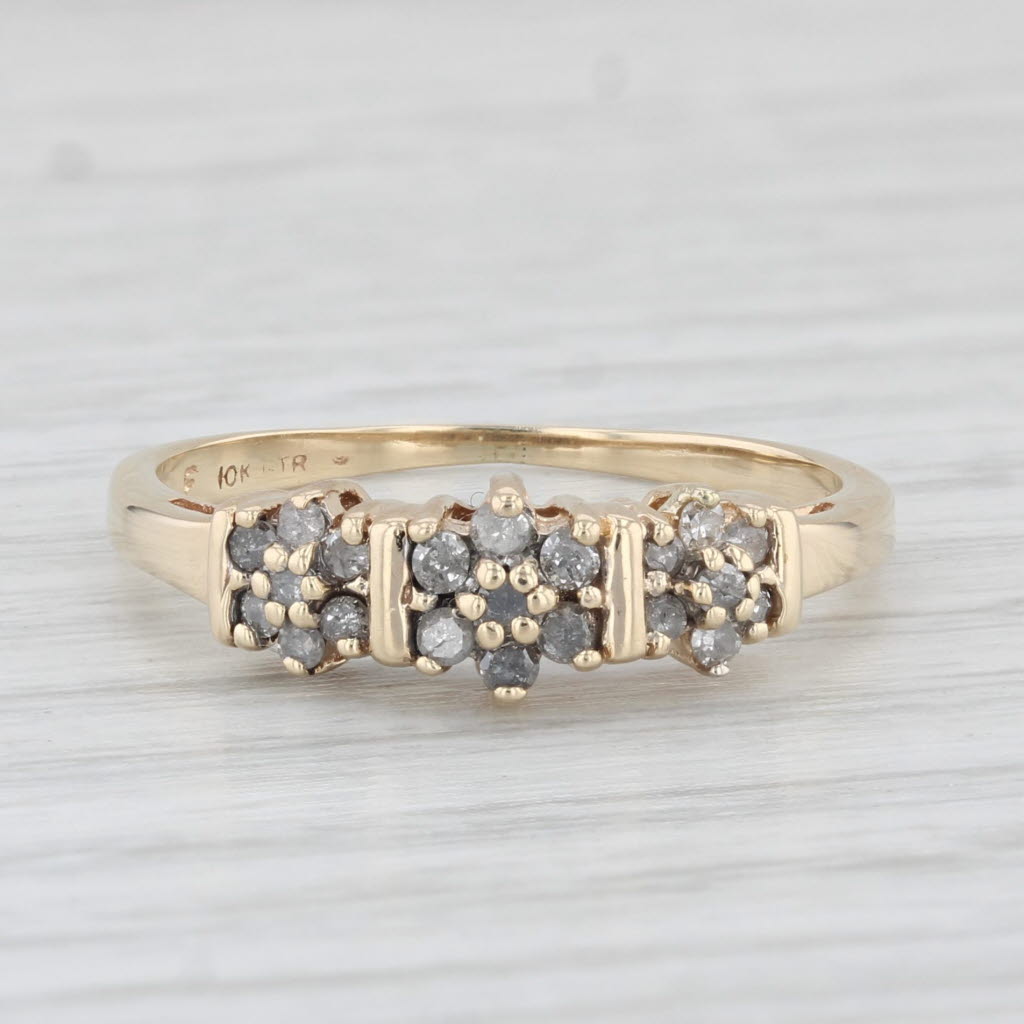 Light Gray 0.15ctw Diamond Flower Cluster Ring 10k Yellow Gold Size 7 Engagement Stackable