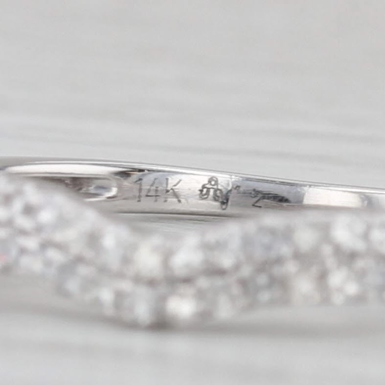 0.20ctw Contoured Diamond Ring Guard Wedding Band 14k White Gold Size 7