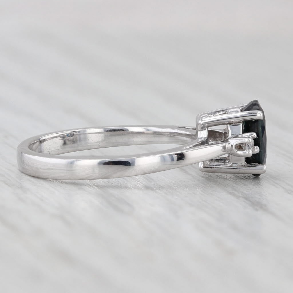 0.94ctw Oval Blue Sapphire Diamond Ring 14k White Gold Size 5