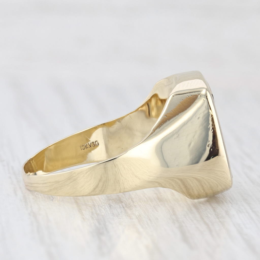 Light Gray Onyx Diamond Signet Ring 10k Yellow Gold Size 12.25 Vintage Men's