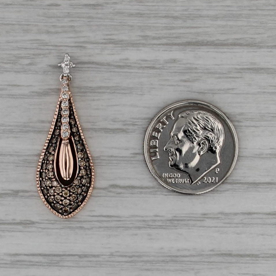 0.50ctw White Champagne Diamond Teardrop Pendant 14k Rose Gold