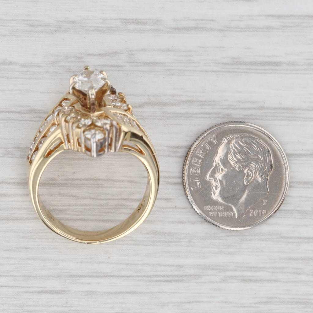 Light Gray 2.32ctw Diamond Bridal Engagement Ring 14k Yellow Gold Size 7.5 Bypass