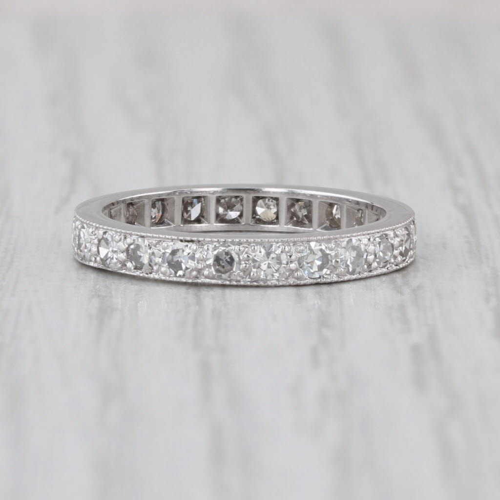 Vintage 0.72ctw Diamond Eternity Band Platinum Size 6.5 Anniversary Wedding Ring