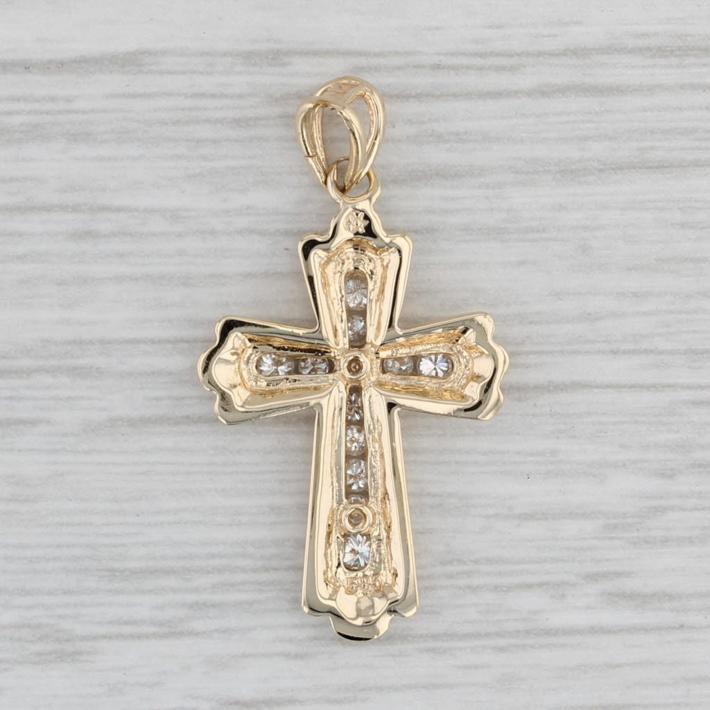 Gray 0.23ctw Diamond Cross Pendant 14k Yellow Gold Religious Jewelry