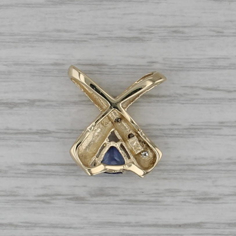 0.94ctw Tanzanite Diamond X Cross Over Pendant 14k Yellow Gold
