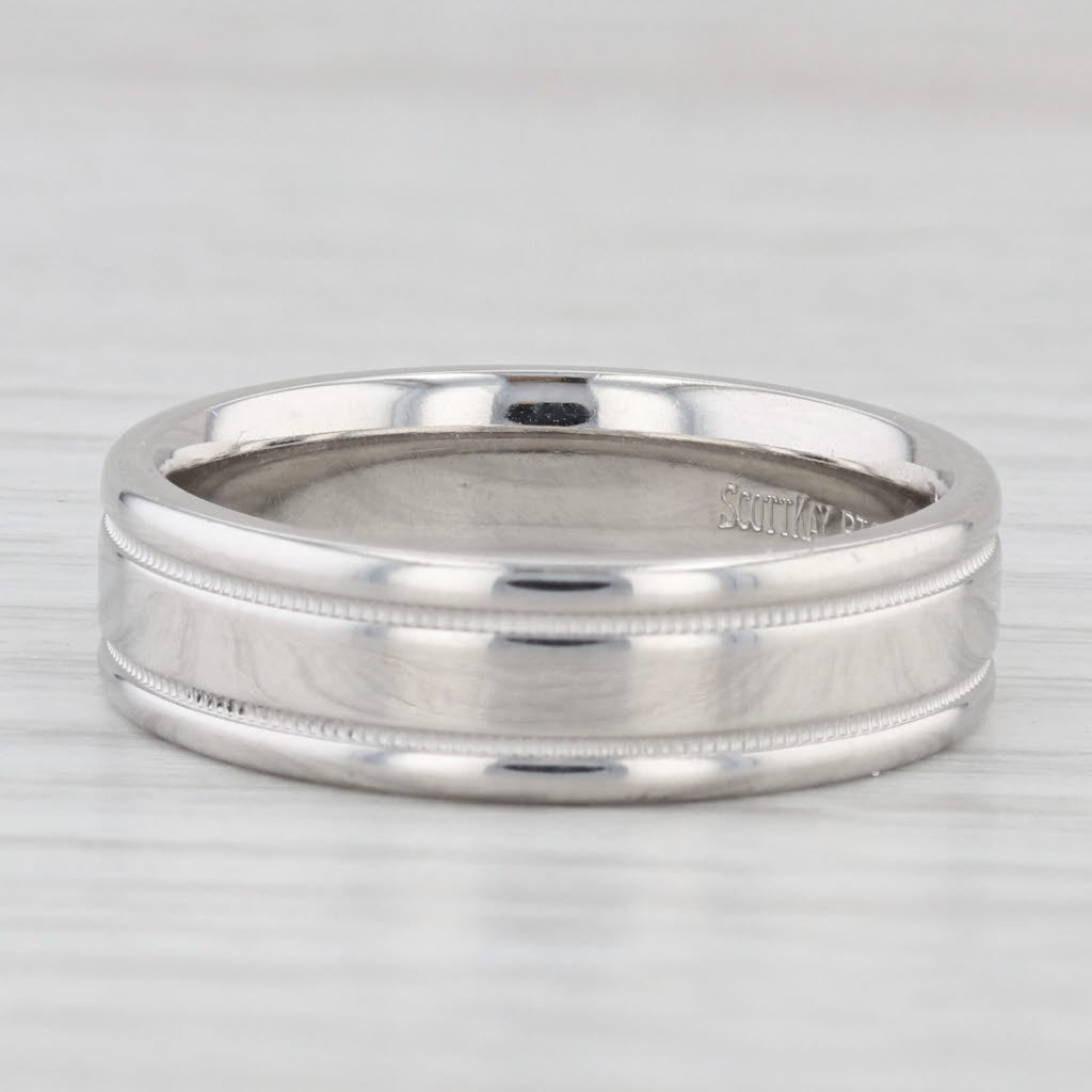 Light Gray Scott Kay Men's Wedding Band 950 Platinum Ring Reeded Edge
