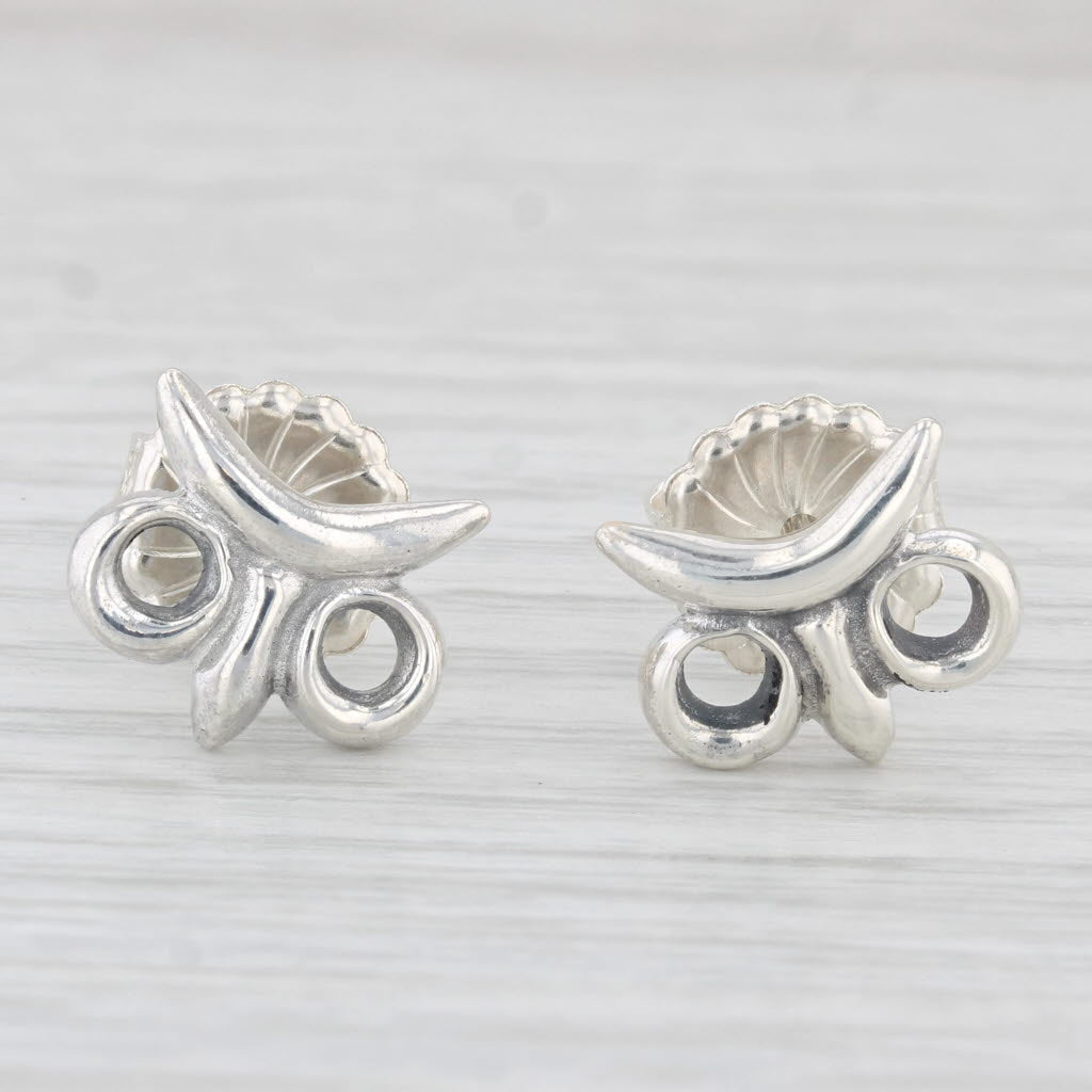 Light Gray Owl Stud Earrings Sterling Silver 925 Pierced