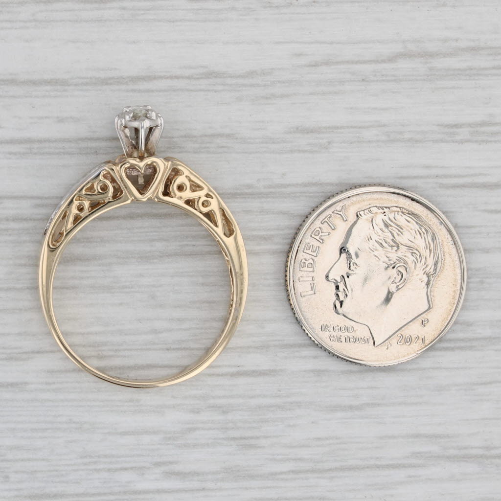 Gray 0.25ctw Marquise Diamond Engagement Ring 10k Yellow Gold Size 7.25 Heart Bridge