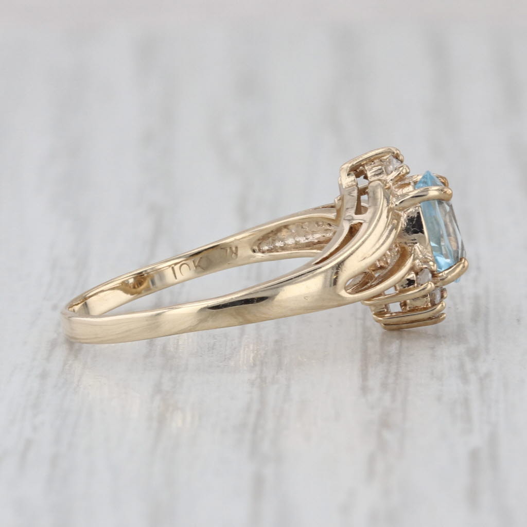 1.03ctw Blue Topaz Diamond Ring 10k Yellow Gold Size 7