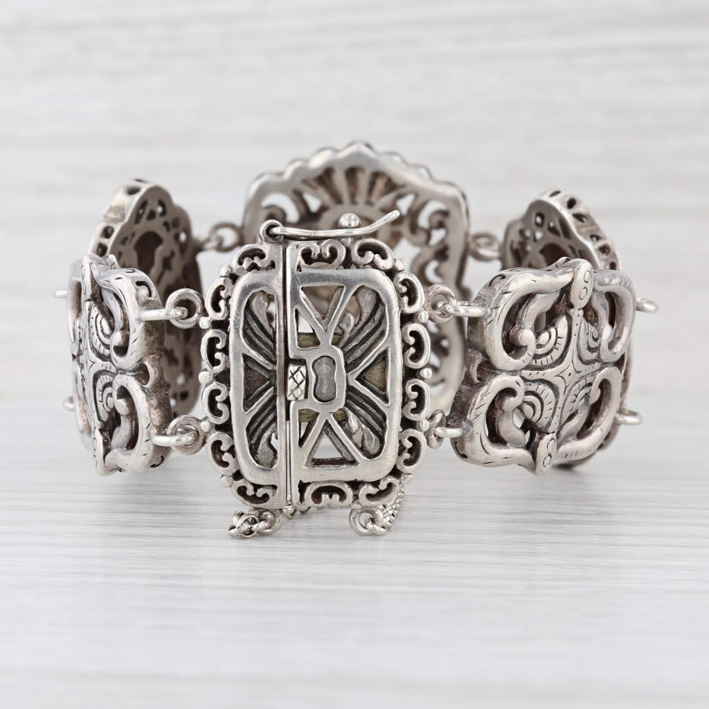 Silpada Storybook Ornate Panel Statement Bracelet Sterling Silver 7.5"