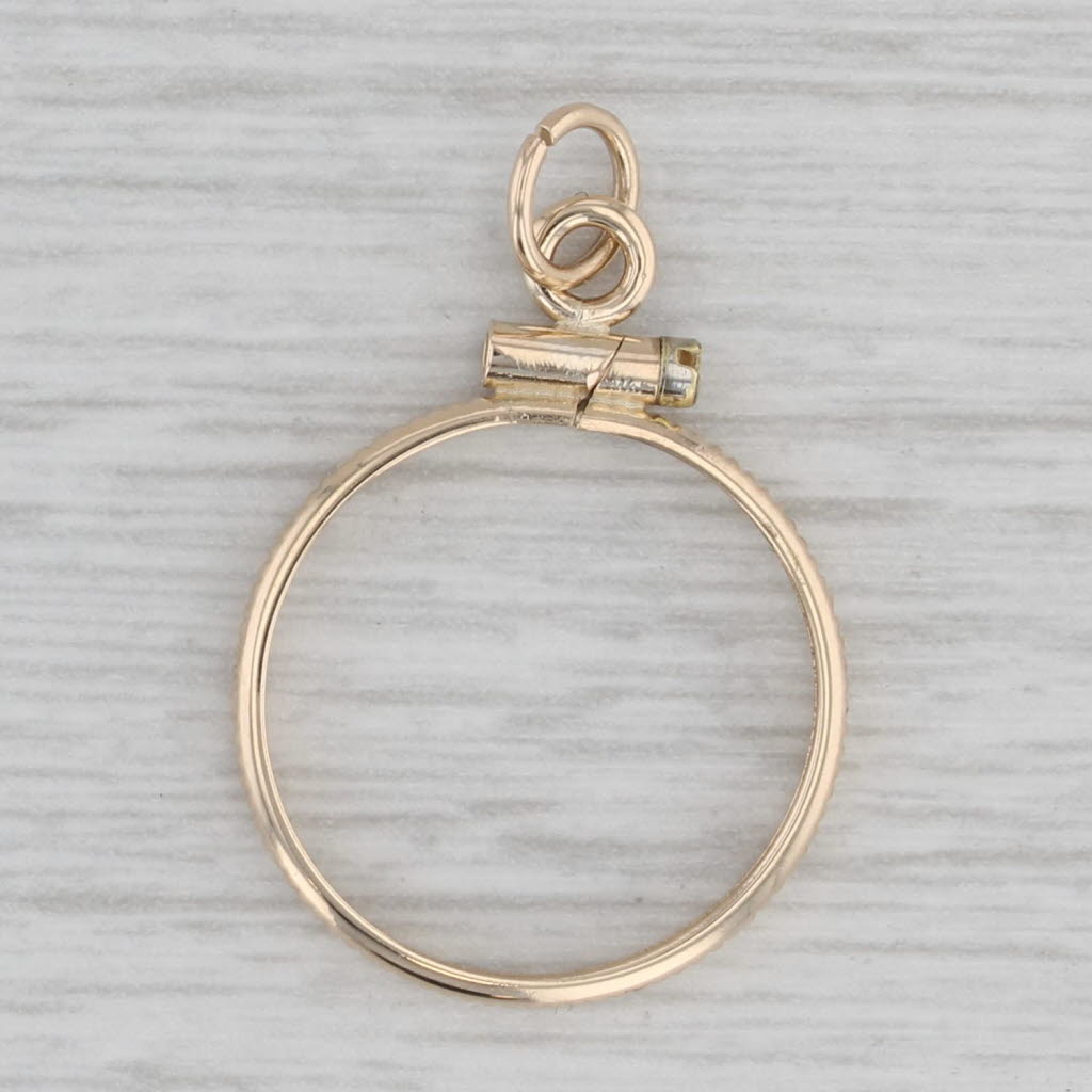 Gray Coin Pendant Bracelet 14k Yellow Gold Charm 15mm