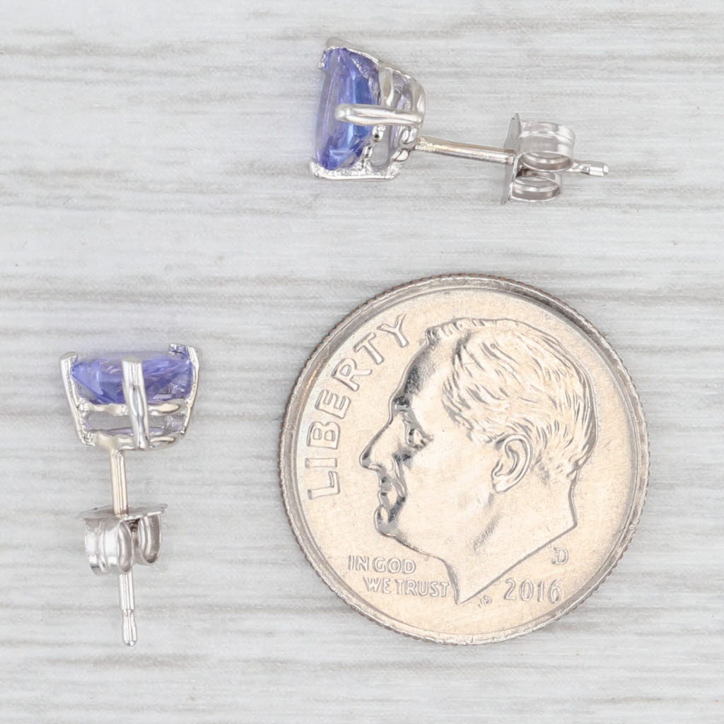 Light Gray 1.30ctw Tanzanite Heart Stud Earrings 14k White Gold Solitaire Studs