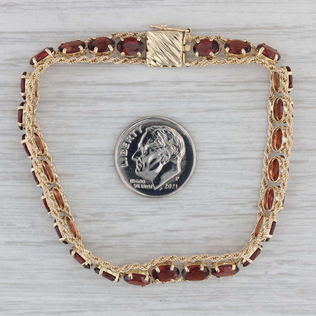 Gray 13ctw Red Garnet Tennis Bracelet 14k Yellow Gold 7" 7mm