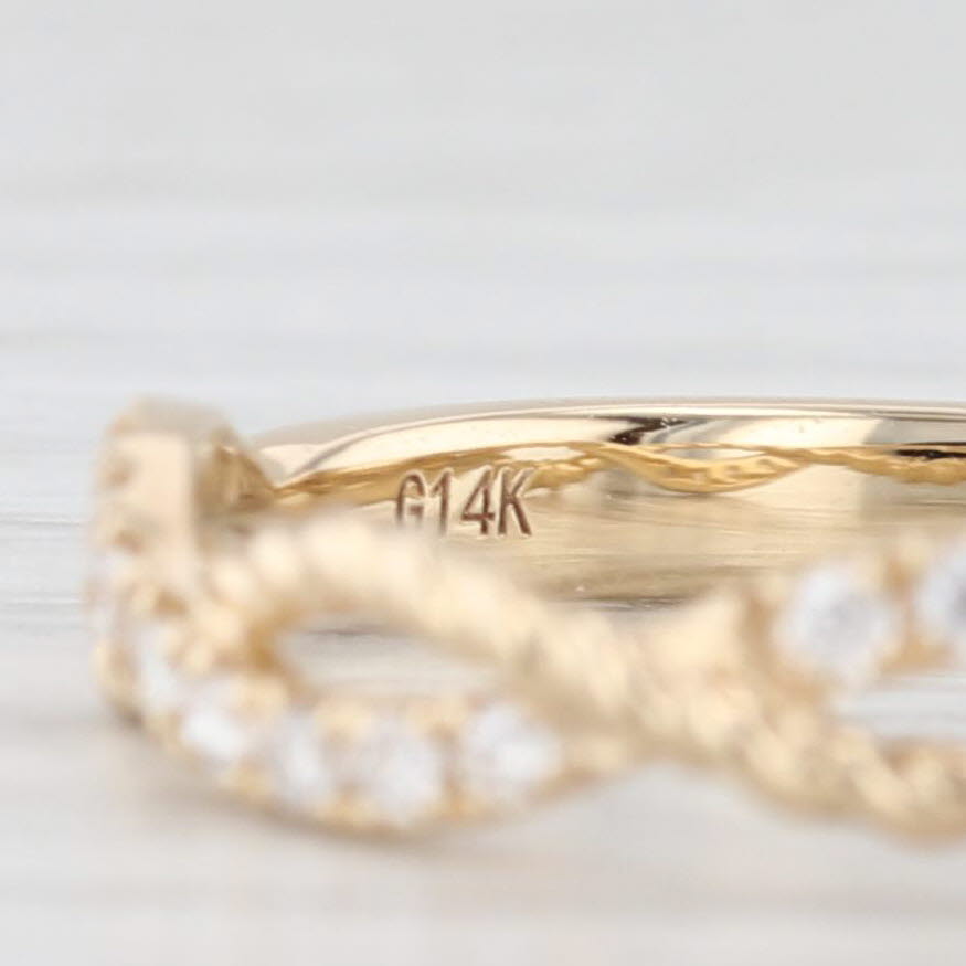 Light Gray New 0.20ctw Woven Diamond Wedding Band 14k Yellow Gold Stackable Ring Size 6.5
