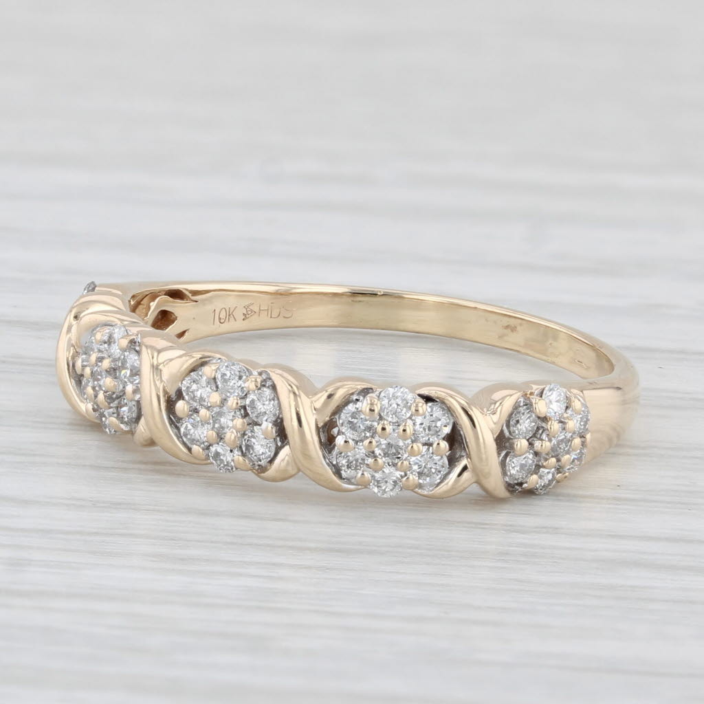 Light Gray 0.50ctw Diamond Clusters Ring 10k Yellow Gold Size 10.25 Wedding Anniversary