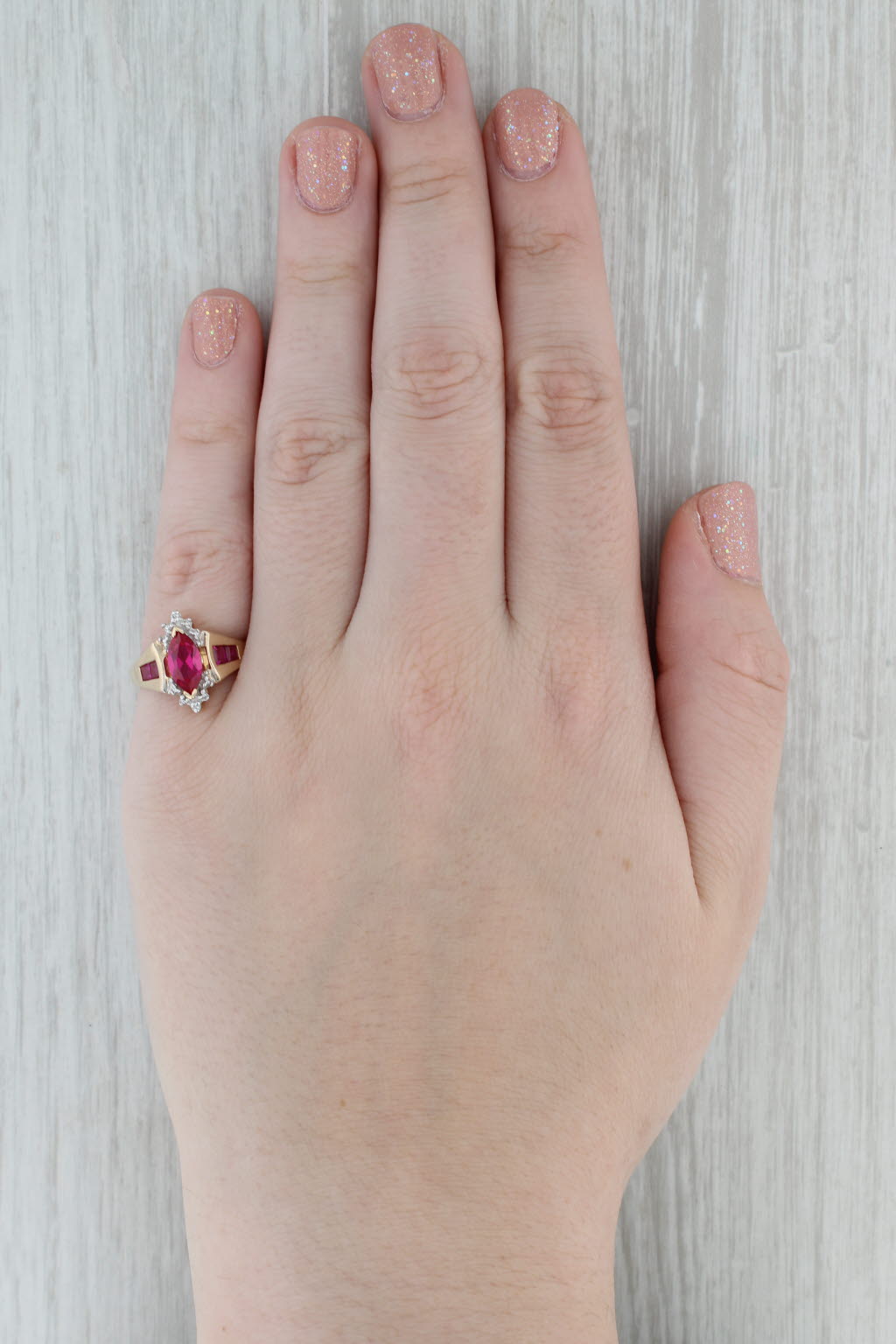 Gray 1.70ctw Lab Created Ruby Diamond Ring 10k Yellow Gold Size 7