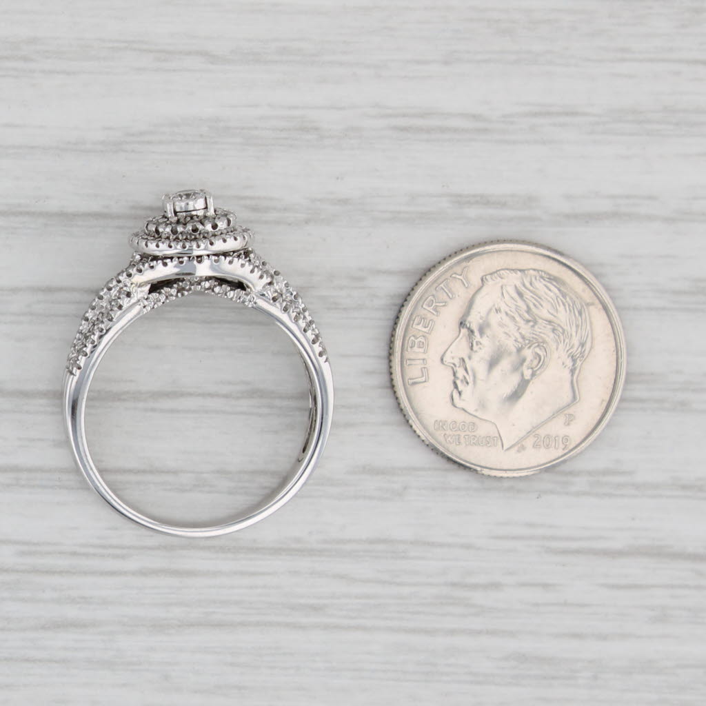 Light Gray 0.27ctw Round Diamond Halo Engagement Ring 10k White Gold Size 7