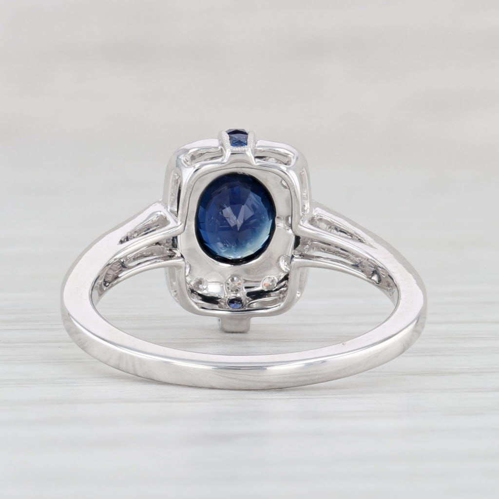 New Beverley K 1.30ctw Sapphire Diamond Halo Ring 18k Gold Engagement Size 6.75