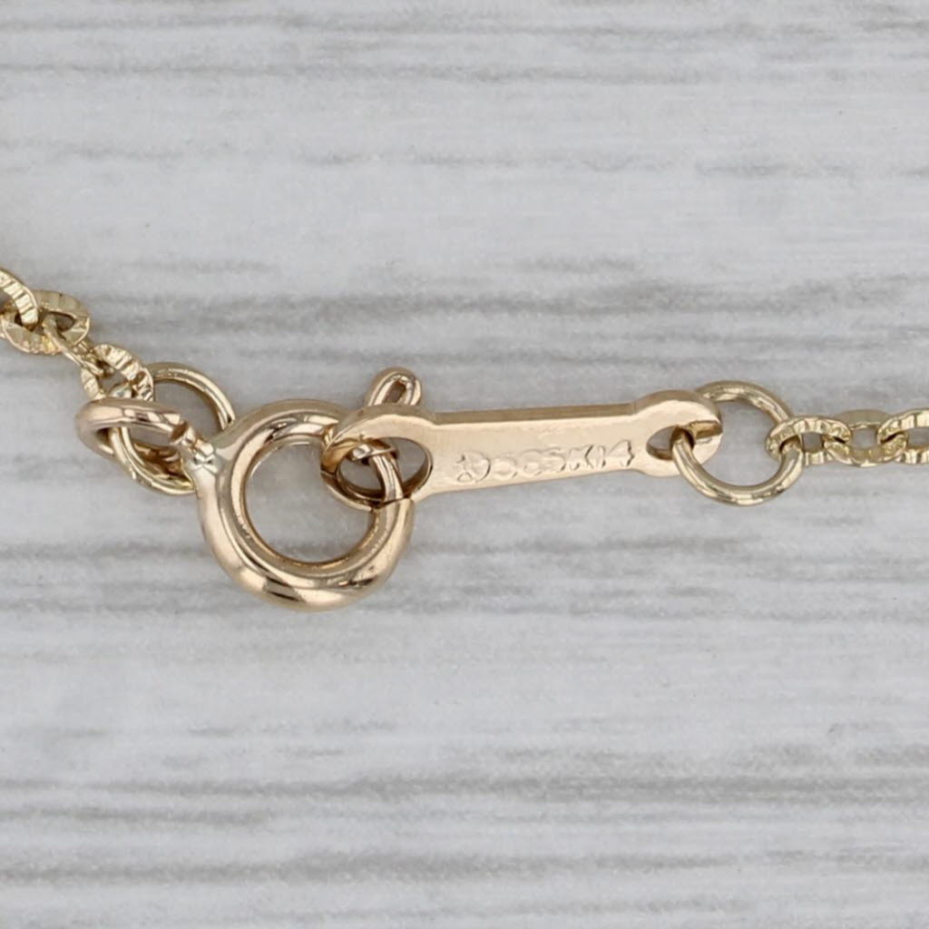 Gray Textured Cable Chain Necklace 14k Yellow Gold 17.5" 1.7mm