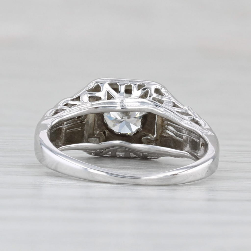 Light Gray Vintage 0.30ct Diamond Round Solitaire Engagement Ring 18k White Gold Size 2