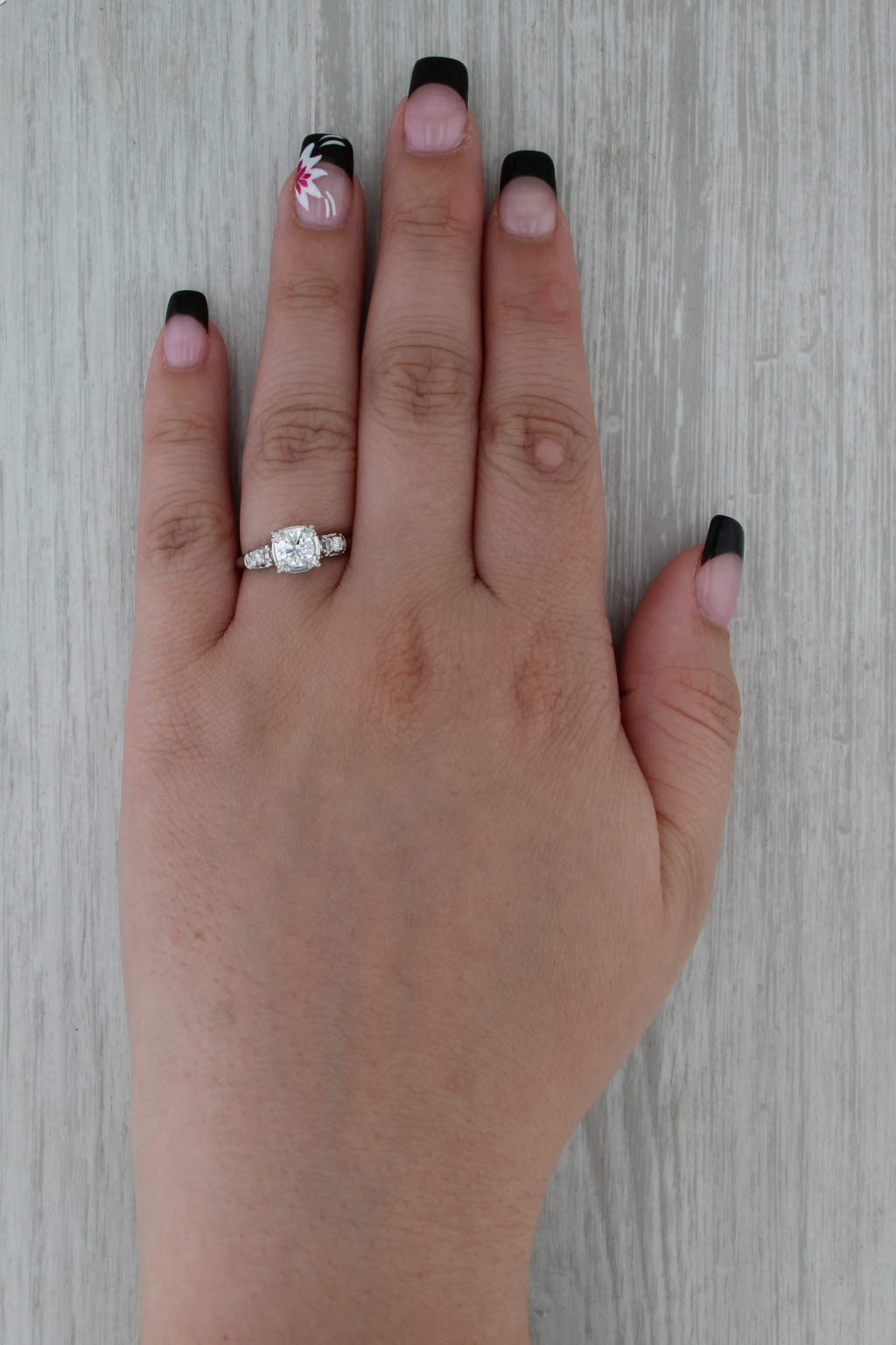 Vintage Round 0.64ctw Diamond Engagement Ring 900 Platinum Size 7.25