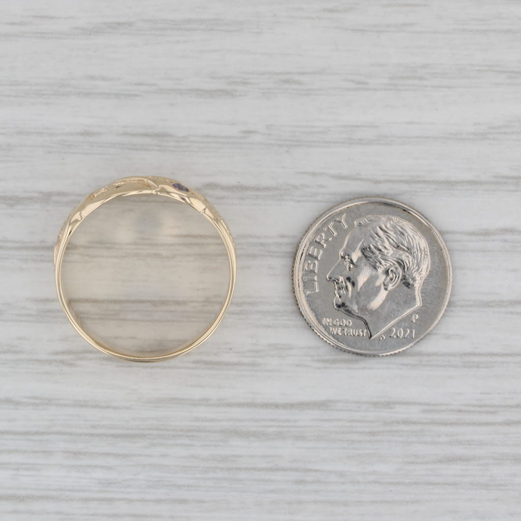 Gray 0.18ctw Tanzanite Egyptian Themed Ring 14k Yellow Gold Size 7.75 Figural Vintage