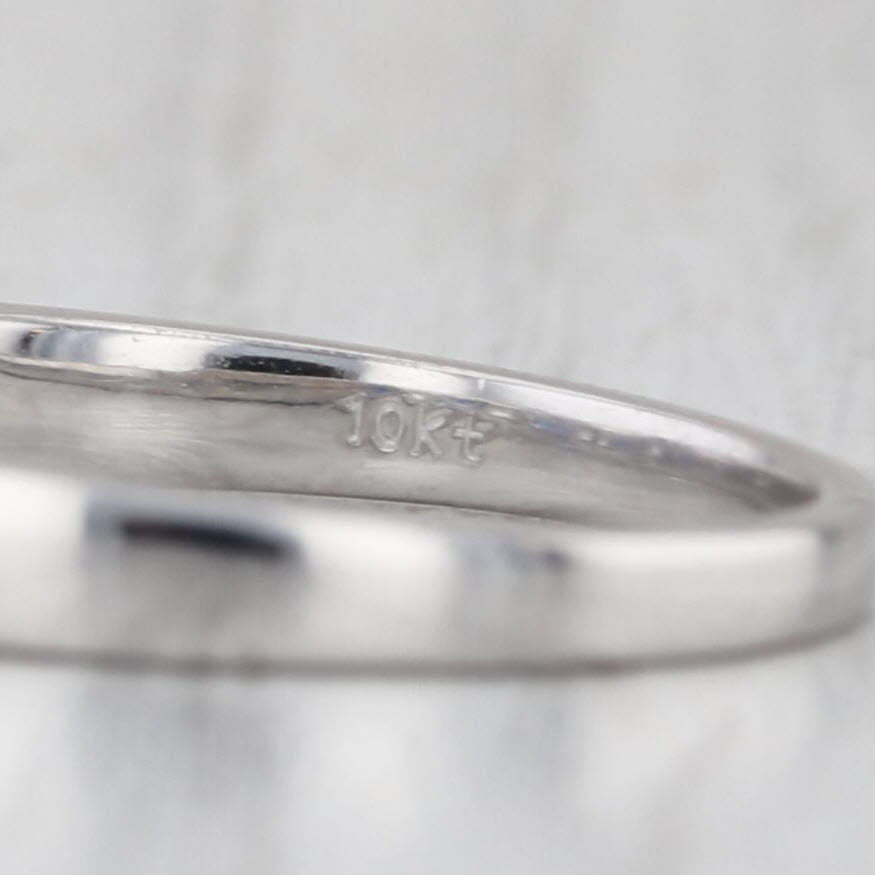 0.52ctw Lab Created Blue & White Sapphire Ring 10k White Gold Stackable Band