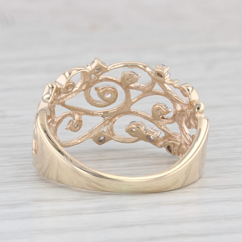 Light Gray 0.20ctw Diamond Ornate Openwork Ring 10k Yellow Gold Size 9