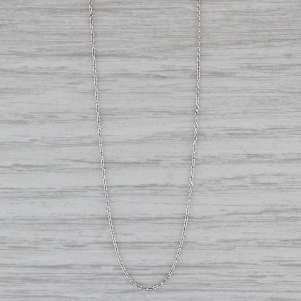 Gray New Cable Chain Necklace 14k White Gold 0.9mm Adjustable 16" 17" 18"