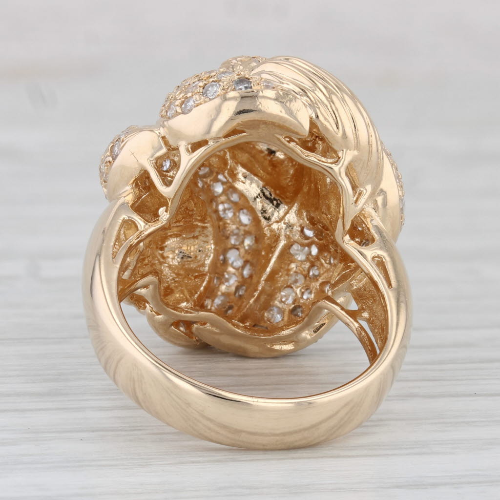 Light Gray 1.25ctw Diamond Knot Ring 14k Yellow Gold Size 6.75 Cocktail