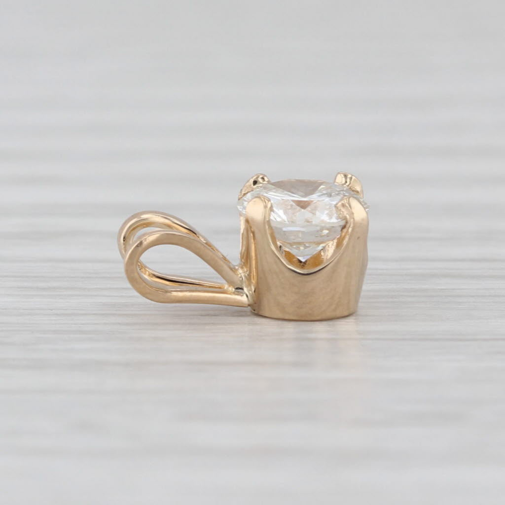 0.64ct Round Diamond Solitaire Pendant 14k Yellow Gold Small Drop