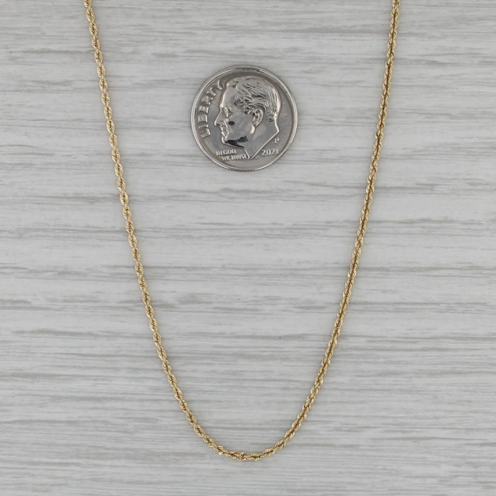 Long 20" 1.4mm Rope Chain Necklace 14k Yellow Gold